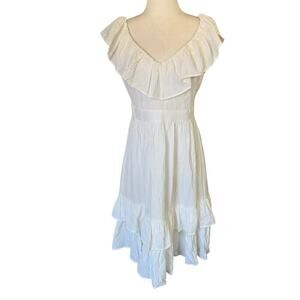 Calvin Klein White Ruffle Midi Dress 4 Angelcore Lightfairy Romantic Feminine